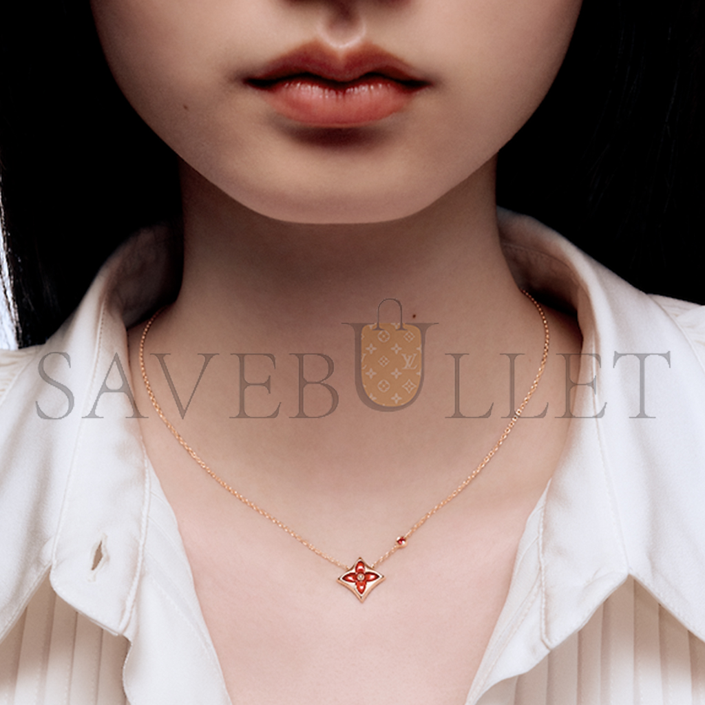 l**is V*t*n color blossom bb cny star 18k chalcedony ruby necklace q03272